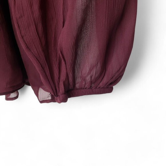 Joie Smocked Top Women's Puff Long Sleeve Layered Buttoned Back Neck XL - Picture 4 of 7